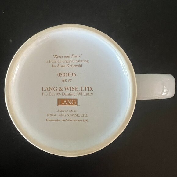 Vintage LANG & WISE “Roses and Pears” Ceramic Mug ~ Artwork by Anna Krajewski - Picture 12 of 13